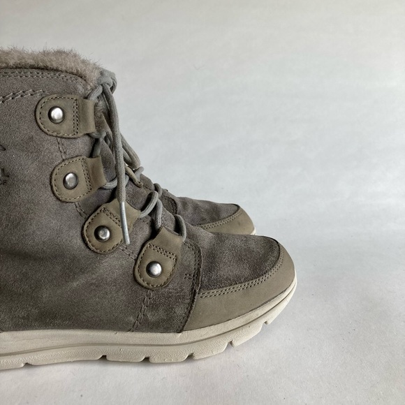 Sorel Grey Suede Faux Fur Lace Up Waterproof Boots size 6.5 - Picture 4 of 14